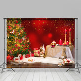Lofaris Red Candles With Christmas Tree Happy Holiday Backdrop